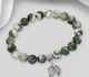 925 Sterling Silver Oxidized Leaf Bracelet, Beaded with Various Gemstone Beads