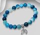925 Sterling Silver Oxidized Leaf Bracelet, Beaded with Various Gemstone Beads