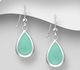 925 Sterling Silver Hook Earrings, Decorated with Droplet-Shaped Reconstructed Turquoise or Various Colored Resin