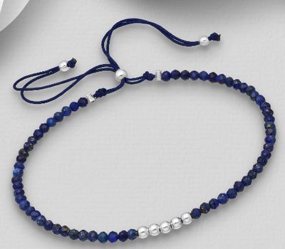 Malın səhifəsinə keç 925 Sterling Silver Adjustable Ball Bracelet, Beaded with Various Gemstones