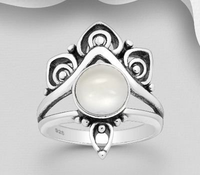 Şəkli böyütmək üçün tiklayın 925 Sterling Silver Oxidized Ring, Decorated with Various Gemstones