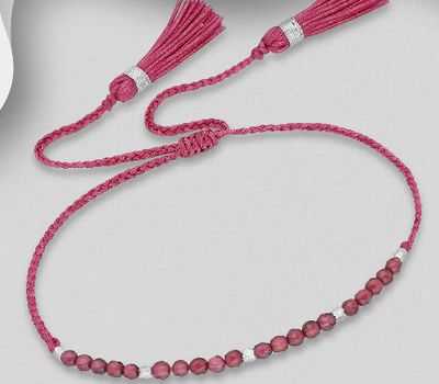 925 Sterling Silver Tassel Bracelet, Beaded with Gemstones Beads
