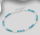 925 Sterling Silver Bracelet, Beaded with Gemstone Beads and Reconstructed Sky Blue Turquoise