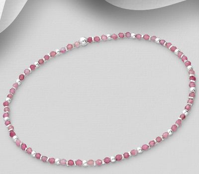 Şəkli böyütmək üçün tiklayın 925 Sterling Silver Bracelet, Beaded with Pink Tourmaline