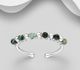 925 Sterling Silver Adjustable Ring, Beaded with Gemstone Beads