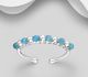 925 Sterling Silver Adjustable Ring, Beaded with Gemstone Beads