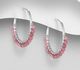 925 Sterling Silver Hoop Earrings, Beaded with Gemstone Beads