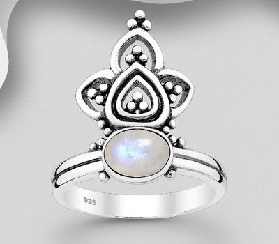 Şəkli böyütmək üçün tiklayın 925 Sterling Silver Oxidized Ring, Decorated with Various Gemstones or Reconstructed Stone