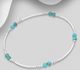 925 Sterling Silver Ball Bracelet, Beaded with Various Gemstones Beads or Reconstructed  Light Green Turquoise