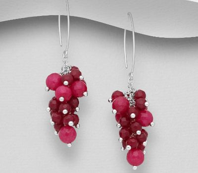 Şəkli böyütmək üçün tiklayın 925 Sterling Silver Hook Earrings, Beaded with Various Gemstones