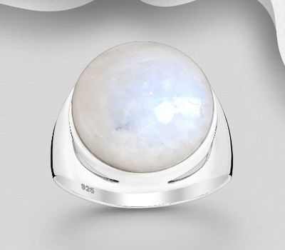Şəkli böyütmək üçün tiklayın 925 Sterling Silver Ring, Decorated with Rainbow Moonstone