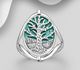 925 Sterling Silver Oxidized Tree Of Life Ring, Decorated with Reconstructed Turquoise or Resin