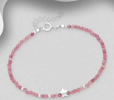 Şəkli böyütmək üçün tiklayın 925 Sterling Silver Bracelet Beaded with Gemstone Beads
