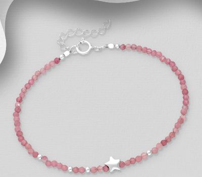 925 Sterling Silver Bracelet Beaded with Gemstone Beads