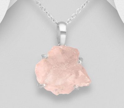 925 Sterling Silver Pendant, Decorated with Morganite