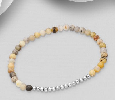 Malın səhifəsinə keç 925 Sterling Silver Elastic Bracelet, Decorated with Various Gemstones