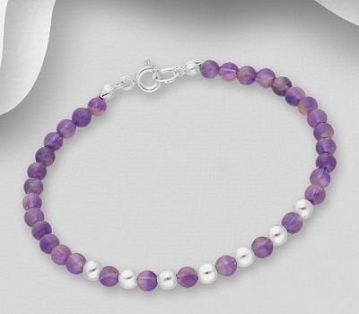 Malın səhifəsinə keç 925 Sterling Silver Bracelet, Beaded with Various Gemstones