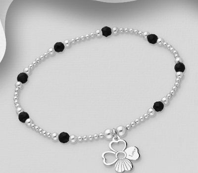 925 Sterling Silver Ball, Flower and 