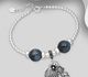 925 Sterling Silver Bracelet Featuring Ball, Fish and Shell, Beaded with Various Gemstone Beads