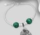 925 Sterling Silver Bracelet Featuring Ball, Fish and Shell, Beaded with Various Gemstone Beads