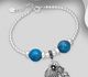 925 Sterling Silver Bracelet Featuring Ball, Fish and Shell, Beaded with Various Gemstone Beads