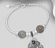 925 Sterling Silver Bracelet Featuring Ball, Fish and Shell, Beaded with Various Gemstone Beads