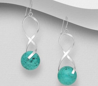 Şəkli böyütmək üçün tiklayın 925 Sterling Silver Hook Earrings, Decorated with Various Gemstones