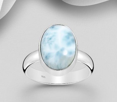 925 Sterling Silver Oval Ring, Decorated with Various Gemstones