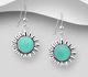 925 Sterling Silver Sunflower Earrings, Decorated with Reconstructed Turquoise or Various Colored Resins