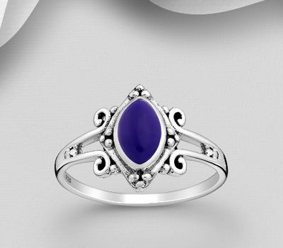 Malın səhifəsinə keç 925 Sterling Silver Oxidized Swirl Ring, Decorated with Reconstructed Stone or Resin