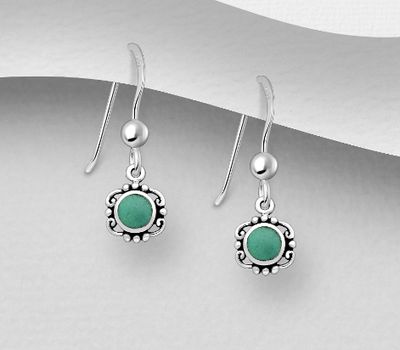 Şəkli böyütmək üçün tiklayın 925 Sterling Silver Hook Earrings, Decorated with Resin