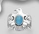 925 Sterling Silver Eagle Ring, Decorated with Various Gemstones