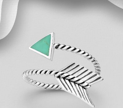 Malın səhifəsinə keç 925 Sterling Silver Adjustable Arrow Ring, Decorated with Resin