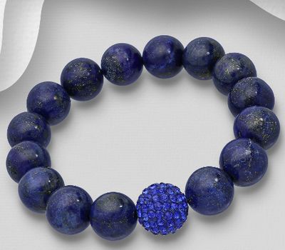 Şəkli böyütmək üçün tiklayın Elastic Bracelet, Beaded with Crystal Glass and Various Gemstones