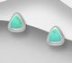 925 Sterling Silver Push-Back Earrings, Decorated with Reconstructed Turquoise or Various Colored Resins