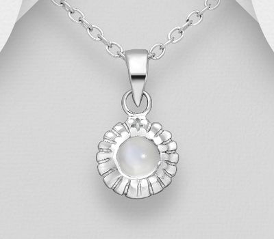 925 Sterling Silver Pendant, Decorated with Moonstone