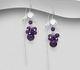 925 Sterling Silver Flower Hook Earrings, Beaded with Various Gemstones Beads