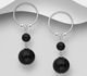 925 Sterling Silver Ball Push-Back Earrings, Decorated with Various Gemstones