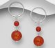 925 Sterling Silver Ball Push-Back Earrings, Decorated with Various Gemstones