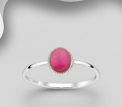 925 Sterling Silver Ring, Decorated with Resin
