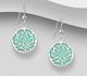 925 Sterling Silver Lotus Hook Earrings, Decorated Reconstructed Turquoise or VariousColored Resins