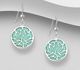 925 Sterling Silver Lotus Hook Earrings, Decorated Reconstructed Turquoise or VariousColored Resins