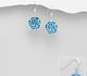 925 Sterling Silver Lotus Hook Earrings, Decorated Reconstructed Turquoise or VariousColored Resins