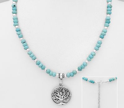925 Sterling Silver Tree of Life Necklace, Beaded with Various Gemstones