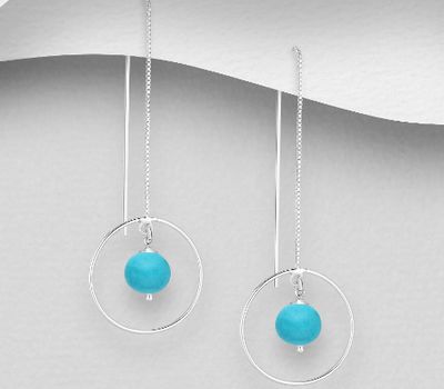 Şəkli böyütmək üçün tiklayın 925 Sterling Silver Threader Earrings, Decorated with Various Gemstones