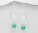 925 Sterling Silver Hook Earrings, Beaded with Reconstructed  Light Green Turquoise or Various Gemstones