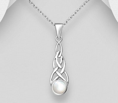 925 Sterling Silver Celtic Pendant Decorated With Shell