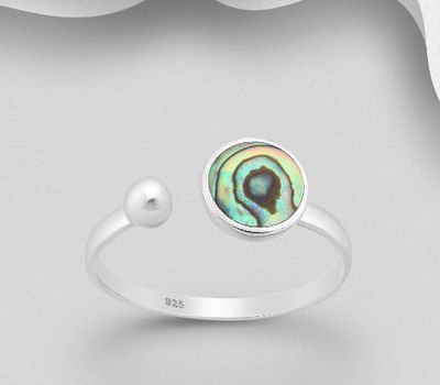 925 Sterling Silver Adjustable Ring Featuring Ball and Circle