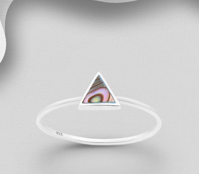 925 Sterling Silver Triangle Ring Decorated With Shell