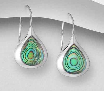 925 Sterling Silver Hook Earrings Decorated With Shell